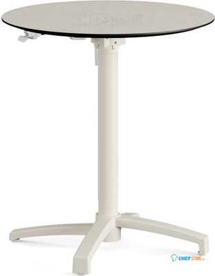 Feros 110151870 X Cross - In hoogte verstelbaar zand tafelonderstel + Sand stone HPL Tafelblad Ø70 cm