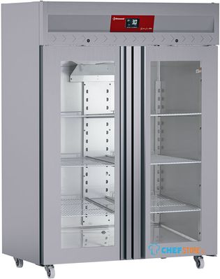 Diamond ID140/R9H-G Koelkast geventileerd 1400 liter, 2 glazen deuren GN 2/1, op wielen