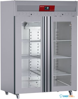 Diamond ID140/R9H-G Koelkast geventileerd 1400 liter, 2 glazen deuren GN 2/1, op wielen