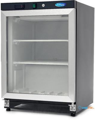 Maxima Vrieskast - 200 L - Zwart - met Glazen Deur - 09405009