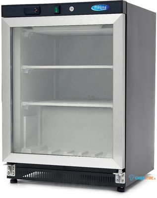 Maxima Vrieskast - 200 L - Zwart - met Glazen Deur - 09405009