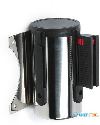 Syna Afzetpaal Flexi Wandmontage Chroom met 3 M Zwarte Trekband - BSBWSBLACK