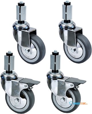 Diamond RS10S4-SA1 Set van 4 verchroomde wielen Ø 100 (2 met rem)