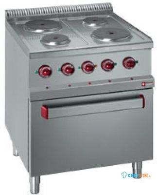 Elektrisch Fornuis 4 Platen op Elektrische Oven Gn 2/1 En Grill, Diamond E77/4pf7-N 1