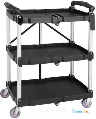 Vogue 3-Laags Opvouwbare Trolley Zwart Klein - CK113