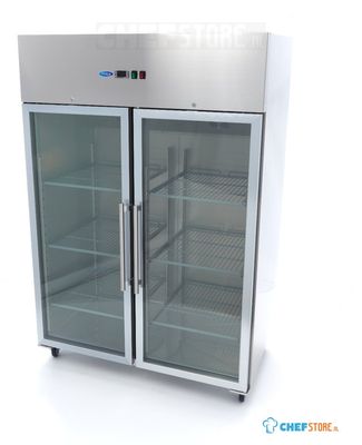 09400013 Koelkast - 1200 L - 6 Verstelbare Roosters (2/1 GN) - RVS - met Glazen Deur