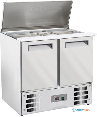 Diverso By Diamond Gekoelde Saladette met Deksel 2x GN 1/1 + 3x GN 1/6-150 mm + Reserve 2 Deuren GN 1/1 - WR-SAL6-S2 1