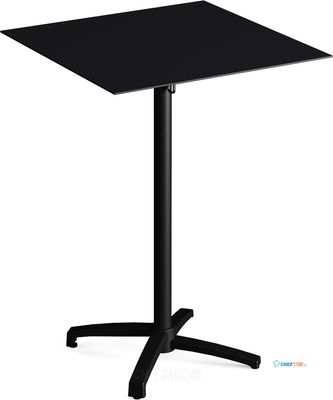 Feros 111031077 X Cross - Bartafel onderstel zwart + Zwart HPL Tafelblad 70x70 cm