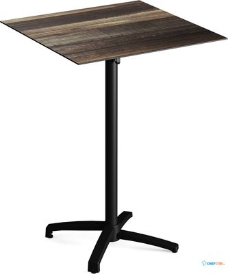 Feros 111031277 X Cross - Bartafel onderstel zwart + Tropical Wood HPL Tafelblad 70x70 cm