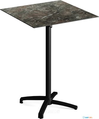 Feros 111031577 X Cross - Bartafel onderstel zwart + Galaxy Marble HPL Tafelblad 70x70 cm