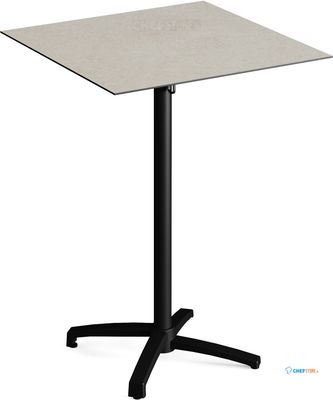 Feros 111031877 X Cross - Bartafel onderstel zwart + Sand stone HPL Tafelblad 70x70 cm