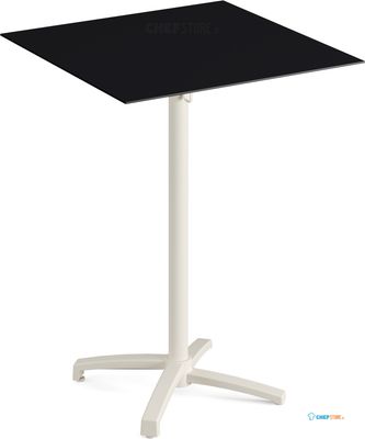 Feros 119091077 X Cross - Bartafel onderstel zand + Zwart HPL Tafelblad 70x70 cm