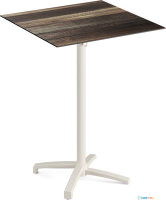 Feros 119091277 X Cross - Bartafel onderstel zand + Tropical Wood HPL Tafelblad 70x70 cm