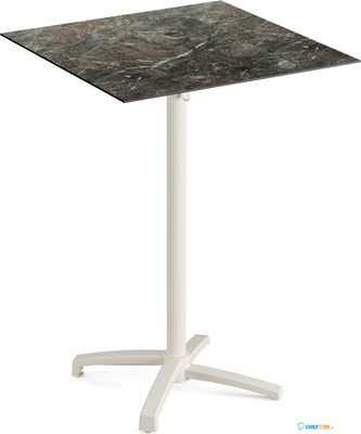 Feros 119091577 X Cross - Bartafel onderstel zand + Galaxy Marble HPL Tafelblad 70x70 cm