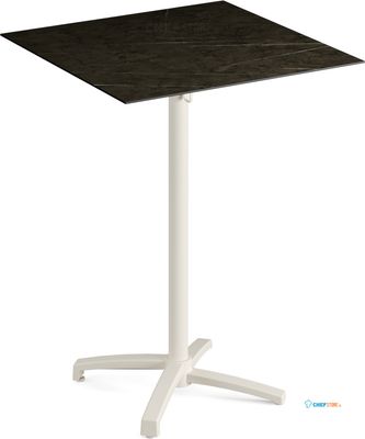 Feros 119091677 X Cross - Bartafel onderstel zand + Midnight Marble HPL Tafelblad 70x70 cm