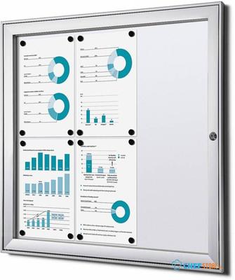 Syna Vergrendelbaar Notitiebord Indoor B1 Brandwerend Zilver 6x A4 - SCS6XA4B1