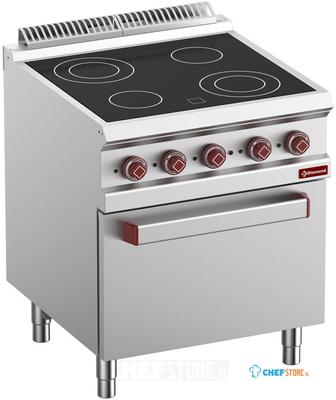 Vitrokeramisch Fornuis Met 4 Zones - Oven GN 2/1 Met Elektrische Grill - Diamond E7/4VCF7-N 1