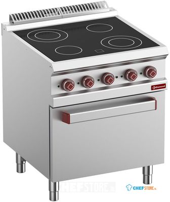Vitrokeramisch Fornuis Met 4 Zones - Oven GN 2/1 Met Elektrische Grill - Diamond E7/4VCF7-N 1