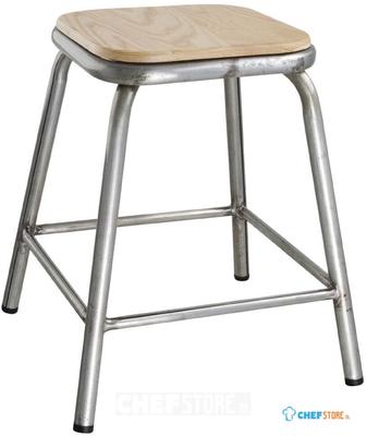 Bolero lage gegalvaniseerd stalen kruk met houten zitting |  DE478