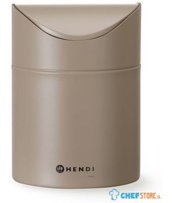 HENDI 440797 Tafelformaat prullenbak met schommeldeksel, , 1,2 Liter, Beige, Diameter ⌀ 12 cm - Hoogte 16,5 cm