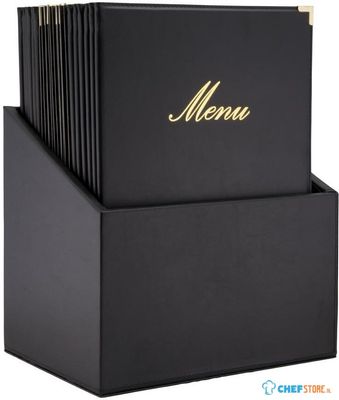 Securit Classic Lederstijl 20 Sets 4x A4 Menukaarten In 1 Doos (1 Dubbele Inleg Inbegrepen) - CU929