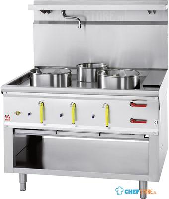 Diamond ASIA2-C3R/11 Wok-fornuis 3 branders met watergordijn