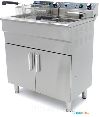 Maxima Frituurpan - 2 X 16 L - 2 Manden - met Tapkraan en Opbergruimte - 230V - 09365158