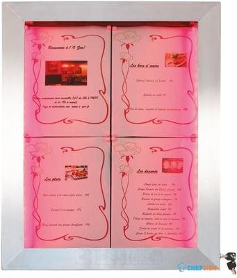 Securit RVS Gekleurde LED's 4xA4 Informatiedisplay (excl Paal En Voet) - CU937