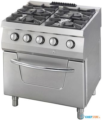 09396113 Heavy Duty Fornuis - 4 Pitten - Dubbel - 70 cm Diep - 37 kW - Gas incl. Oven