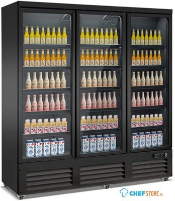 KOELKAST 3 GLASDEUREN ZWART - CombiSteel 7526.0110 1