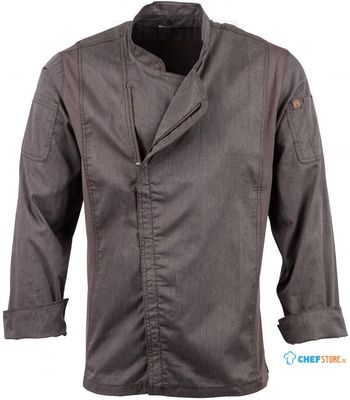 Chef Works Urban Hartford unisex koksbuis met rits lange mouw grijs M | BB263-M