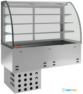 Kuipelement En Open Uitstalvitrine 3 Niveau's (met Gordijn), Gekoeld, Geforceerd, 4x GN1/1 - Diamond DPA/RVA315-R2 1