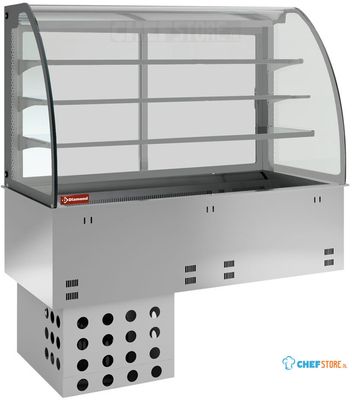 Kuipelement En Gesloten Uitstalvitrine 3 Niveau's, Gekoeld, Geforceerd, 2x GN1/1 - Diamond DPA/RVF308-R2 1