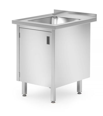 Spoeltafel met Kast - gelast - Diepte: 700 Mm. - HENDI - Profi Line - 600x700x(H)850mm - 813546 1