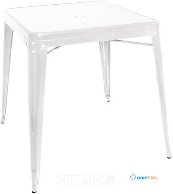 Bolero Bistro Vierkante Stalen Tafel Wit 668 mm (enkel) - GC869