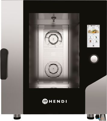 HENDI 229637 Convectiestoomoven – Touch 7 x GN 1/1, elektrisch, met directe stoom en een aanraakscherm, , 730x784x(H)850mm