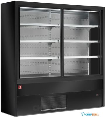 Diamond Gekoeld Wandmeubel, Geventileerd met Glazen Schuifdeuren - ZWART - PD12/B5-R2C 1