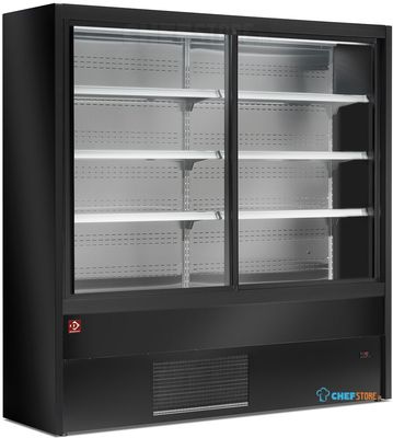 Diamond Gekoeld Wandmeubel, Geventileerd met Glazen Schuifdeuren - ZWART - PD15/B5-R2C 1