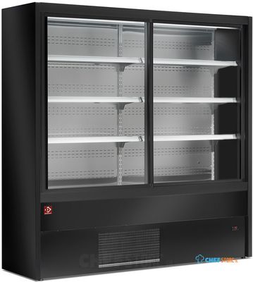 Diamond Gekoeld Wandmeubel, Geventileerd met Glazen Schuifdeuren - ZWART - PD18/B5-R2C 1