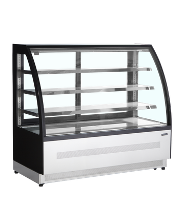 TEFCOLD Koelvitrinecounter met Gebogen Front en Bovenblad - LPD1500C/BLACK