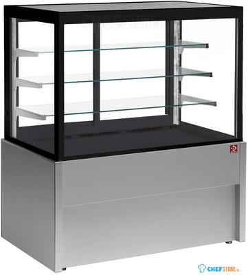 Vitrine toonbank neutraal | B=120cm, 4 niveaus | zonder reserve | Zwart/GRIJS | Diamond Cb12nn-G5-P 1
