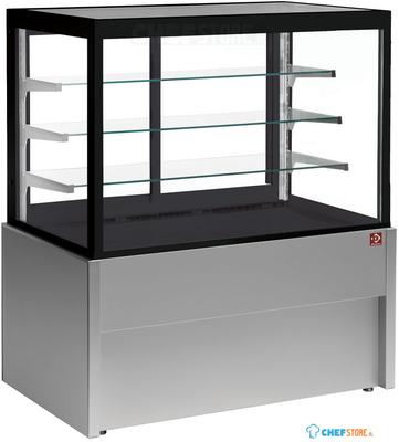Vitrine toonbank gekoeld | B=120cm, 4 niveaus | zonder reserve | Zwart/GRIJS | Diamond Cb12v-G5/p2 1
