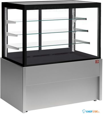 Vitrine toonbank neutraal | B=120cm, 4 niveaus | zonder reserve | Zwart/GRIJS | Diamond Cb12nn-G5-P 1