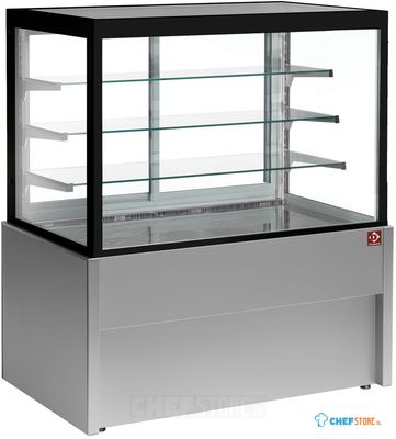 Vitrine toonbank verwarmd | B=120cm, 4 niveaus | zonder reserve | Zwart/GRIJS | Diamond Cb12ht-G5-P 1