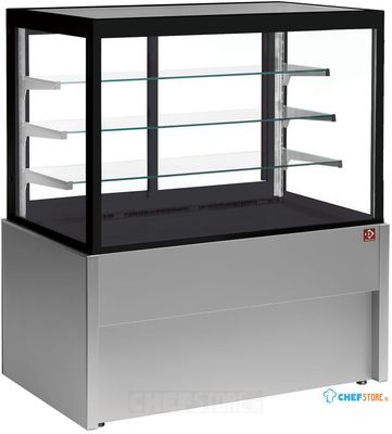 Vitrine toonbank neutraal | B=150cm, 4 niveaus | zonder reserve | Zwart/GRIJS | Diamond Cb15nn-G5-P 1