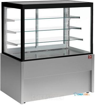 Vitrine toonbank verwarmd | B=150cm, 4 niveaus | zonder reserve | Zwart/GRIJS | Diamond Cb15ht-G5-P 1