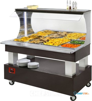 Diamond Warm wandbuffet, bain-marie, 4x GN 1/1-150 (Wengé hout) | ABM/4N-B1 1
