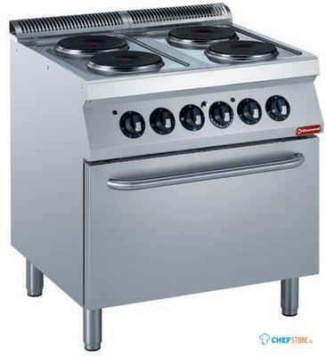 Elektrisch fornuis 4 platen, elektrische oven GN 2/1 | Diamond | E17/4PF8-N 1