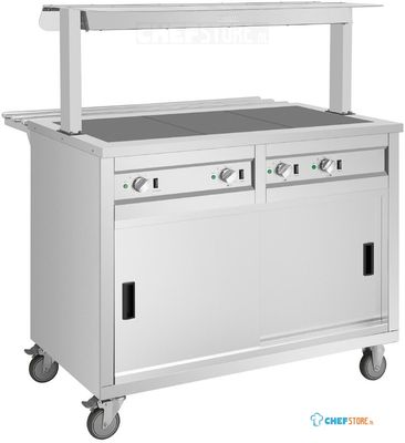 Buffalo JB186 mobiele uitgiftewagen met gesloten verwarmd blad 3x 1/1 GN