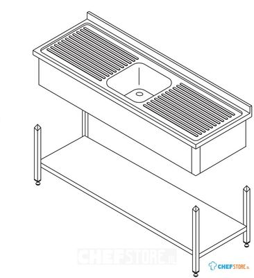 Maxima Spoeltafel - 120 X 60 cm - 1 Wasbak - incl. Spatrand en Onderschap - 09394000
